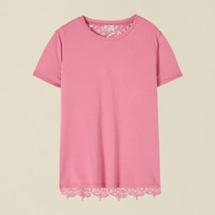 Oltre - T-shirt parte dietro in pizzo - Rosa