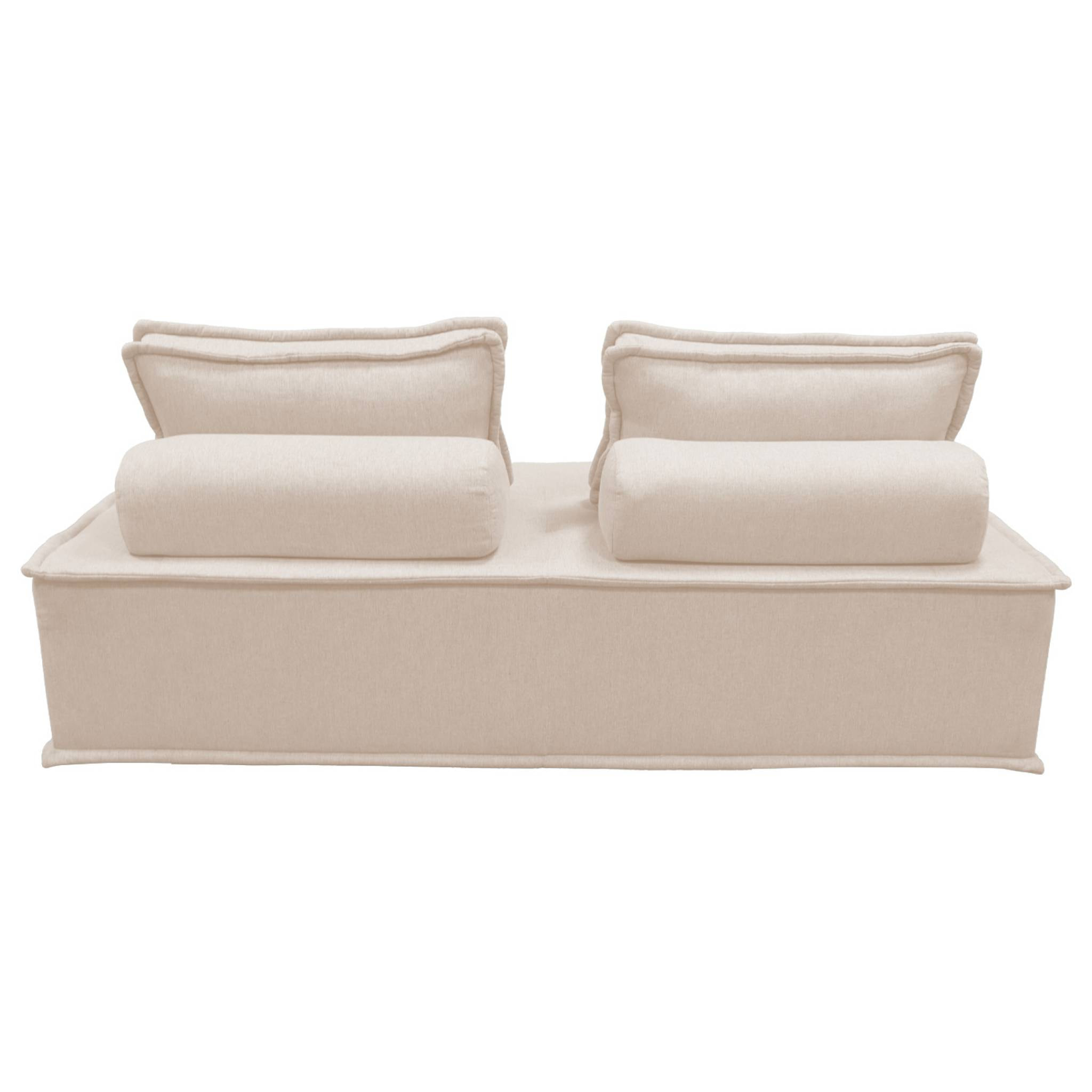 Chauffeuse 2 places pour canapé modulable tissu capitonné crème