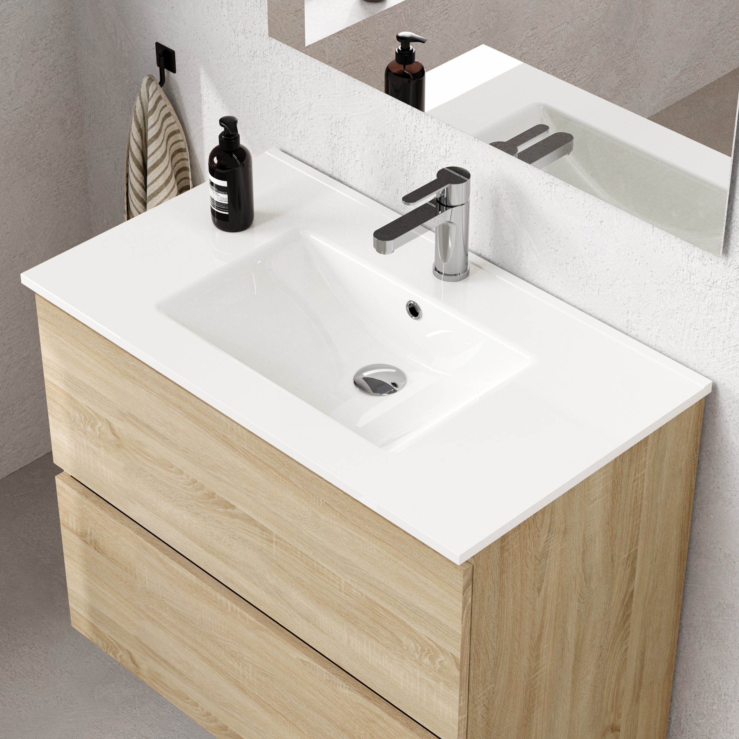 Conjunto mueble de baño SEA Alday, 80cm, Natural