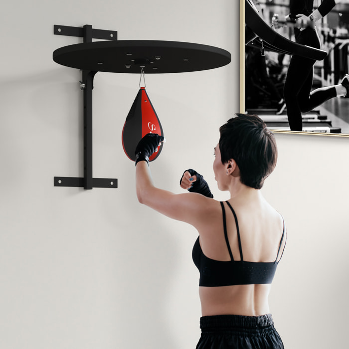 Punching ball poire de vitesse boxe avec support plateau tournant + pompe MDF acier revêtement synthétique rouge noir