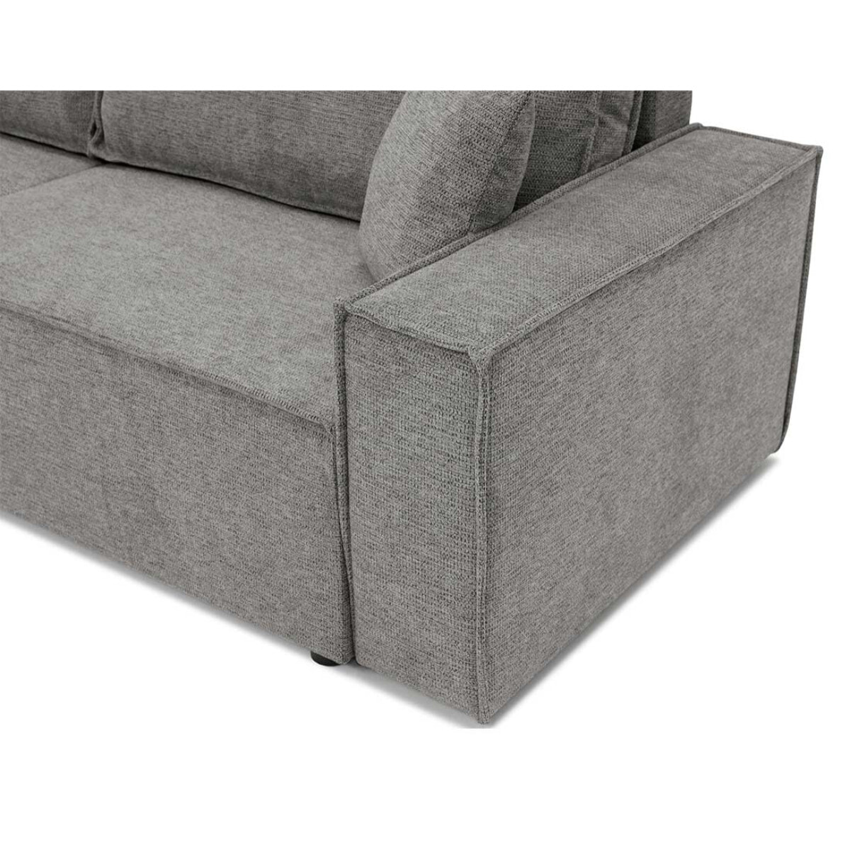 Cezanne - Canapé droit 3 places convertible avec coffre en tissu texturé - Gris