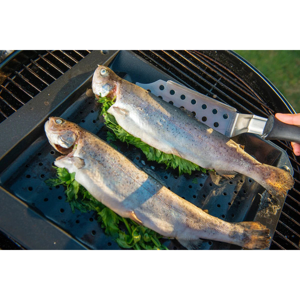 Lot de 3 plats de cuisson en acier émaillé 40 x 34 cm, 21 x 12 cm, 28 x 33 cm FM Professional Barbecue