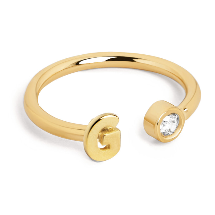 Anello Personalizzato Letter Spark  Acciao Placcato Oro