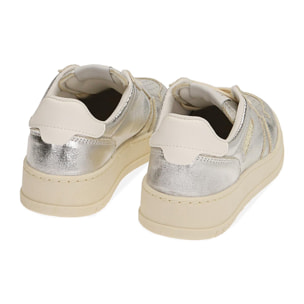 Sneakers argento laminato, suola 4 cm