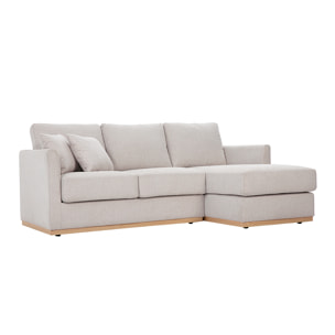 Canapé d'angle droit en tissu effet velours texturé beige 3 places MOSS