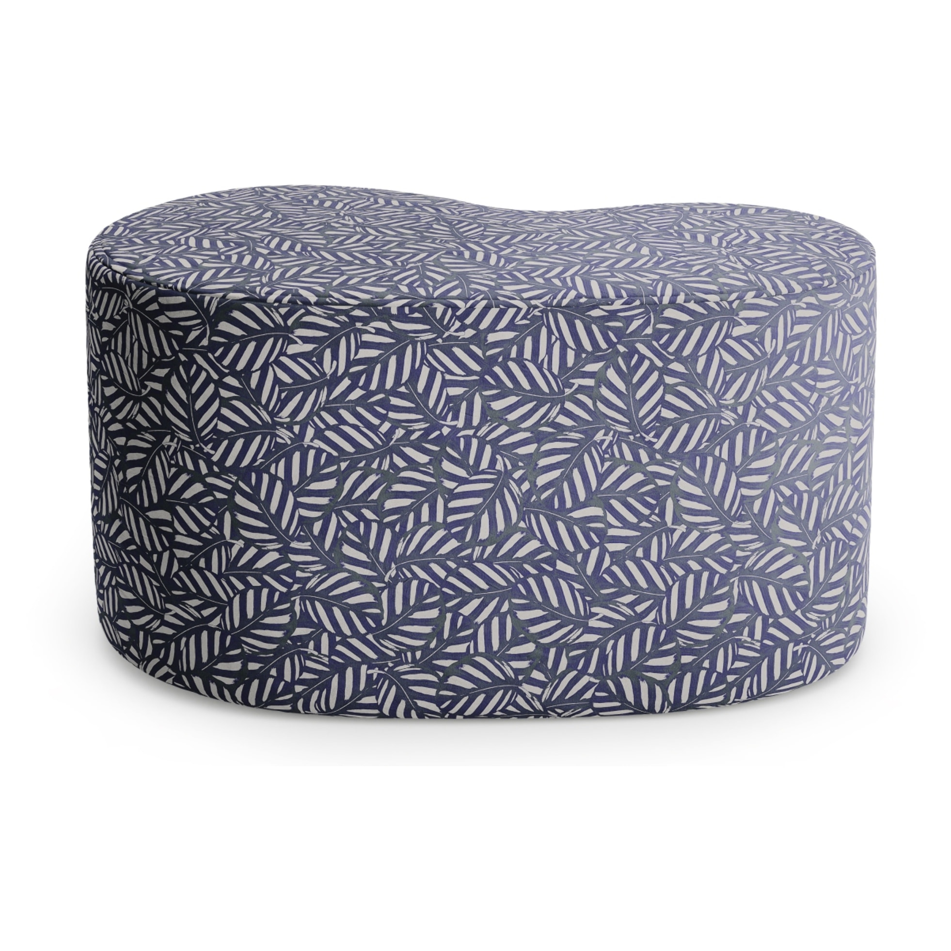 Pouf "Cordoue" en velours motif bleu marine