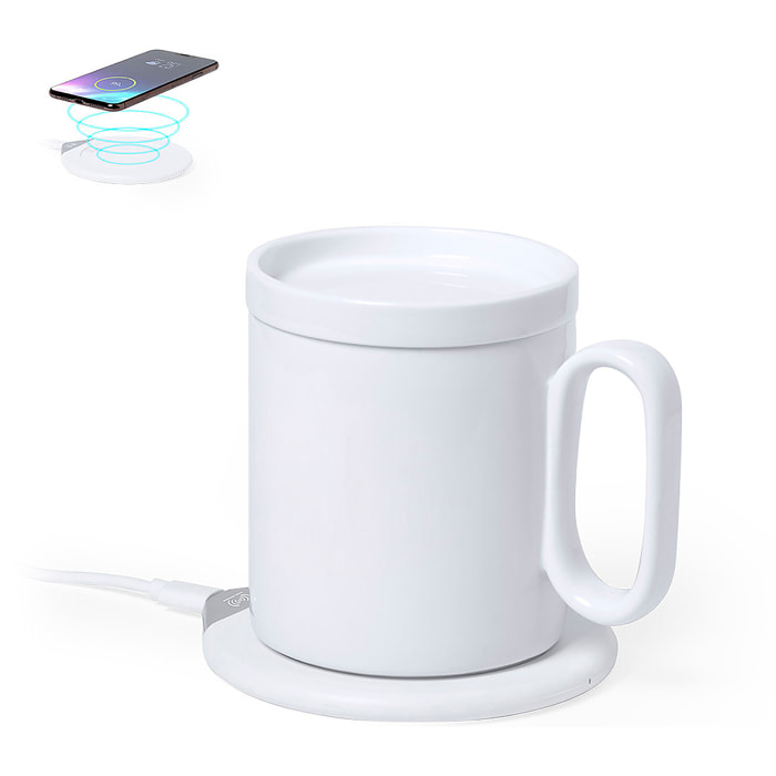 Calentador Tazas Cargador 350 ml. Inalámbrico 15W. Conexión USB