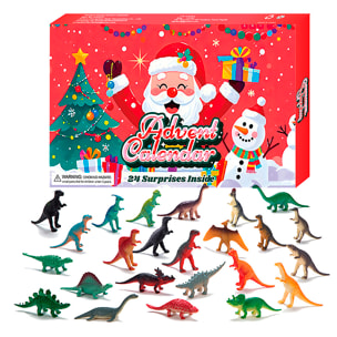 Calendario dell'Avvento con figurine regalo da decorare. 24 figure di dinosauri diverse.