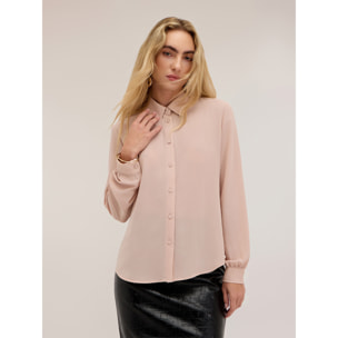 Motivi - Camicia in crêpe de chine con colletto classico - Rosa