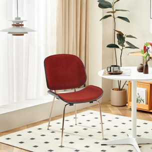 Set da 4 sedie design in tessuto rosso con struttura in oro rosa - Elizabeth