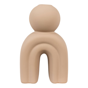 Portacandele in gres marrone con forma antropomorfa 10,5x17 cm