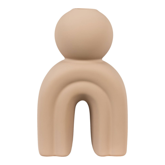 Portacandele in gres marrone con forma antropomorfa 10,5x17 cm