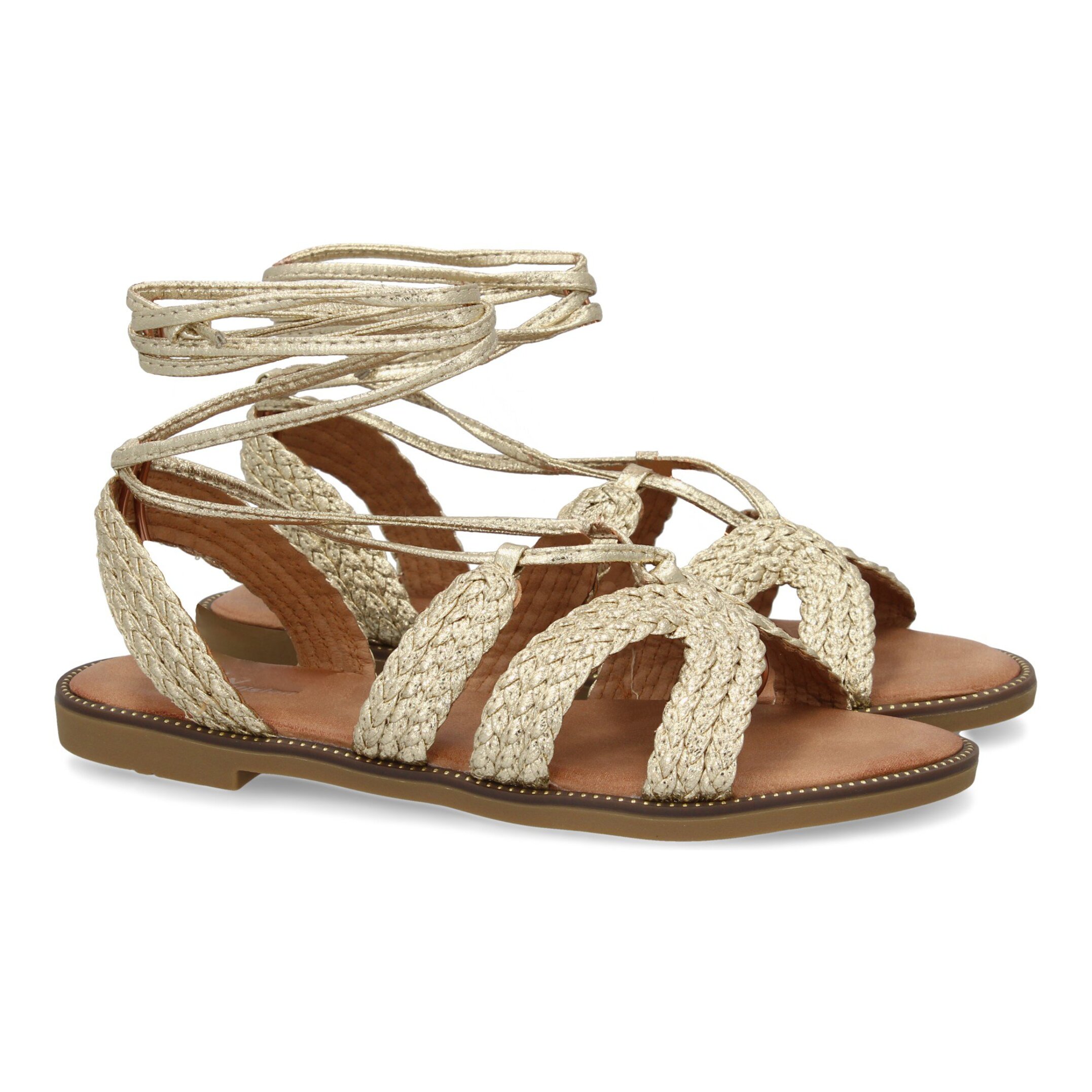 Sandalias planas para mujer, comodas y elegantes, diseño moderno con cordones atados al tobillo