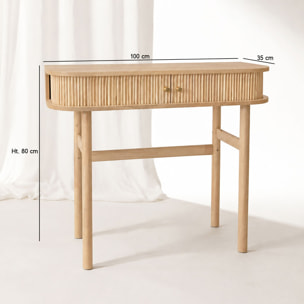 Console en bois clair avec portes coulissantes HECTOR