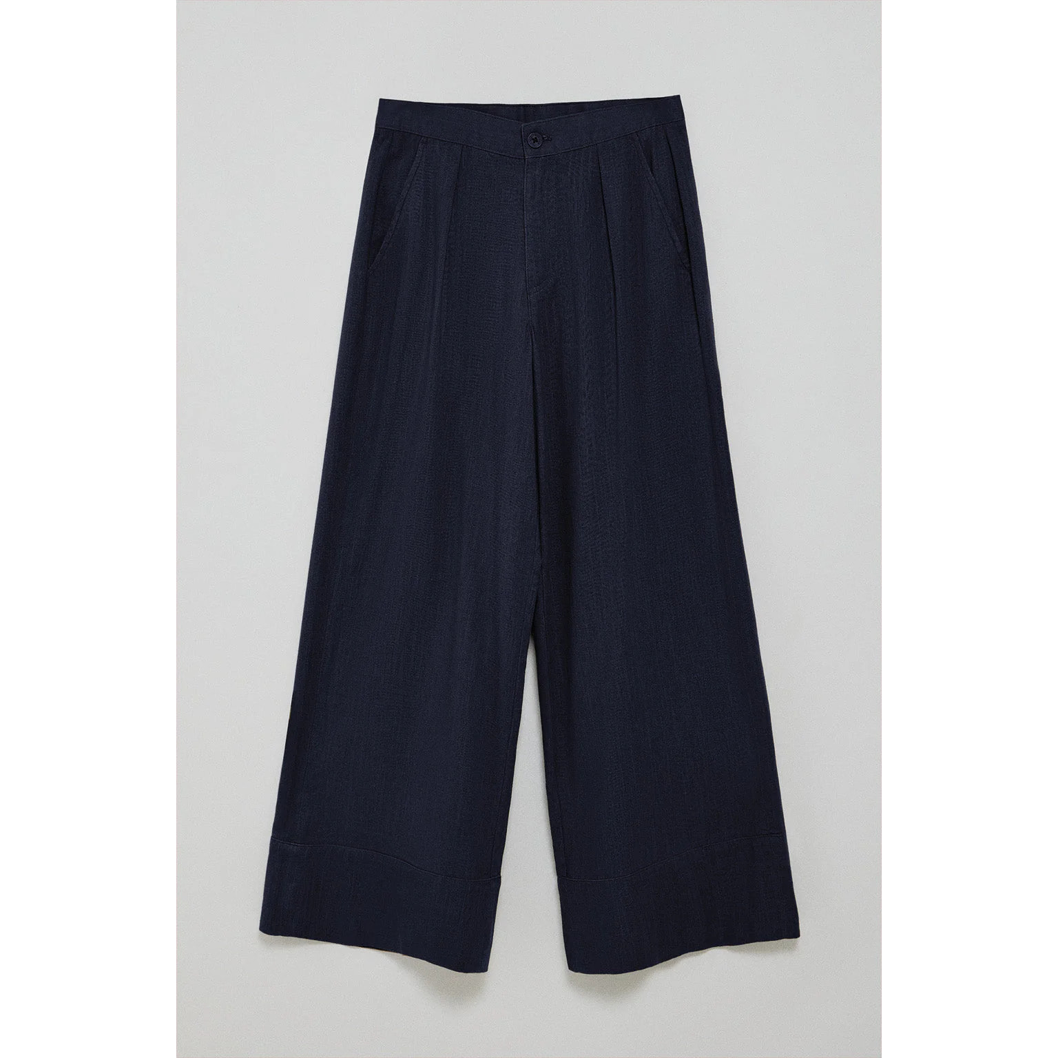 Pantaloni Deia blu marino in cotone e lino con dettagli Polo Club