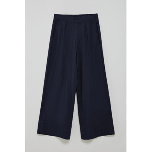 Pantaloni Deia blu marino in cotone e lino con dettagli Polo Club