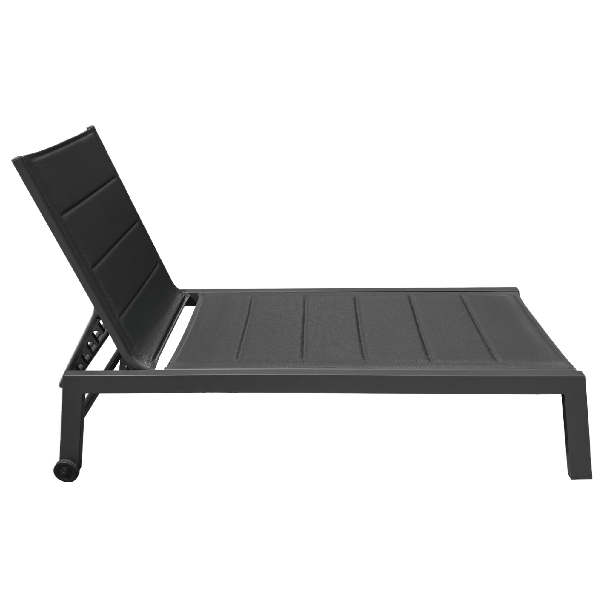 Lot de 2 bains de soleil BARBADOS en textilène noir - aluminium gris anthracite