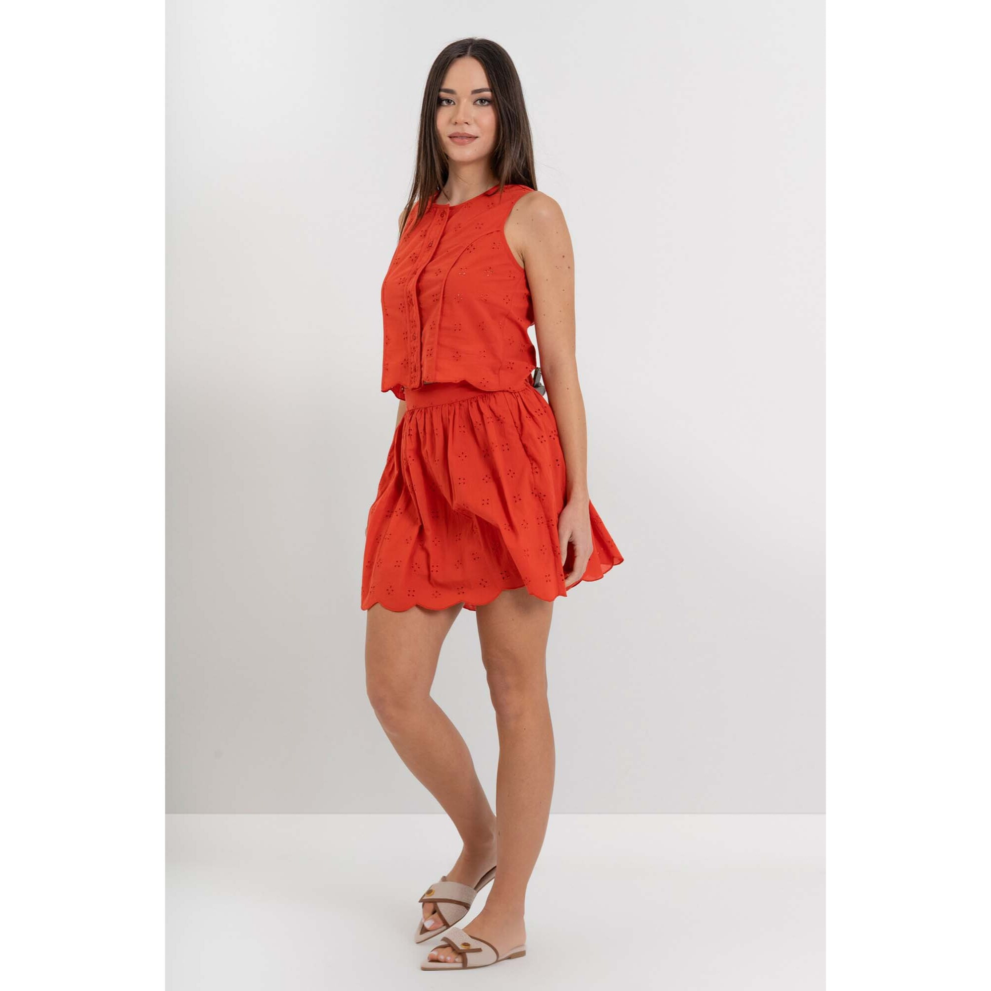 Kocca - Top da donna smanicato in cotone con bottoni Donna