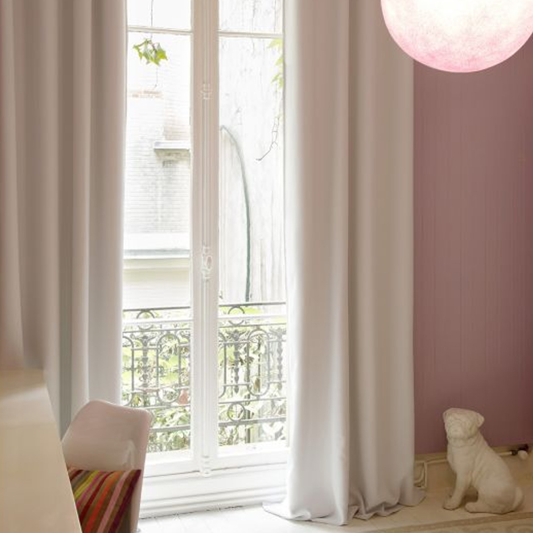 Rideau Phonique Occultant et Thermique 'MOONDREAM' galon fronceur - Blanc