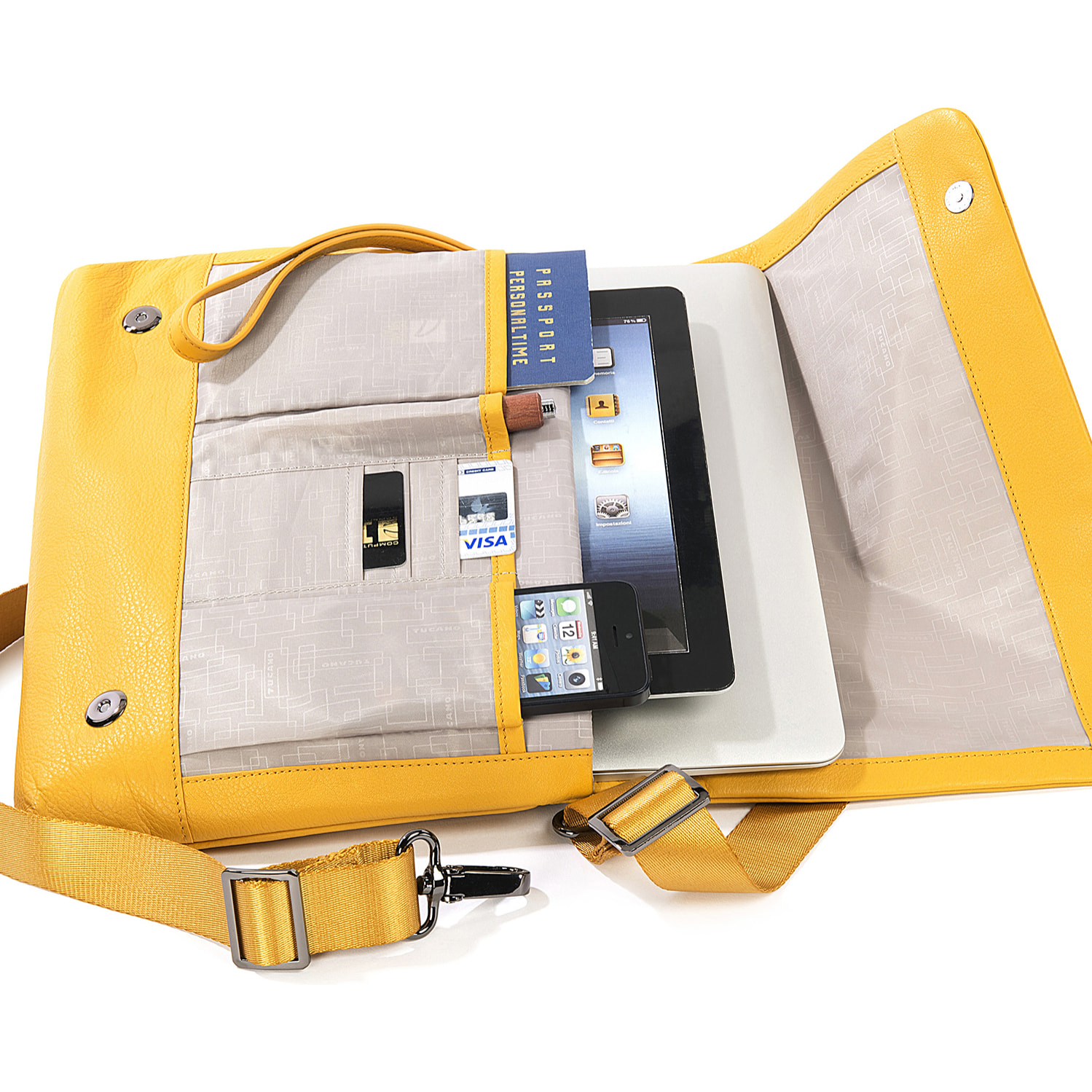 Borsa a tracolla  unisex In Vera pelle Made in Italy 23,5x34x4,5 cm