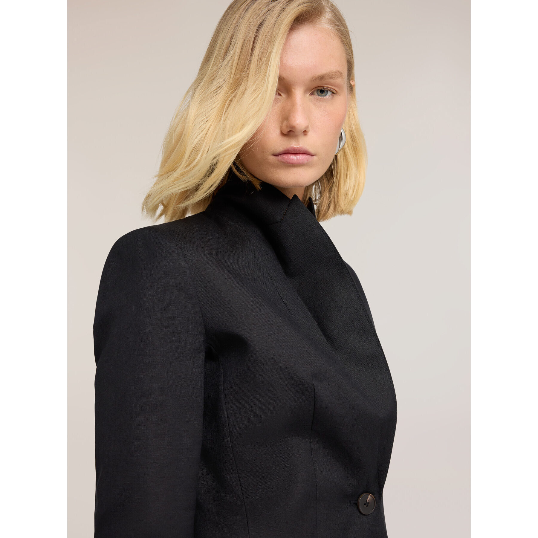 Motivi - Blazer de mezcla de lino y lyocell - Negro