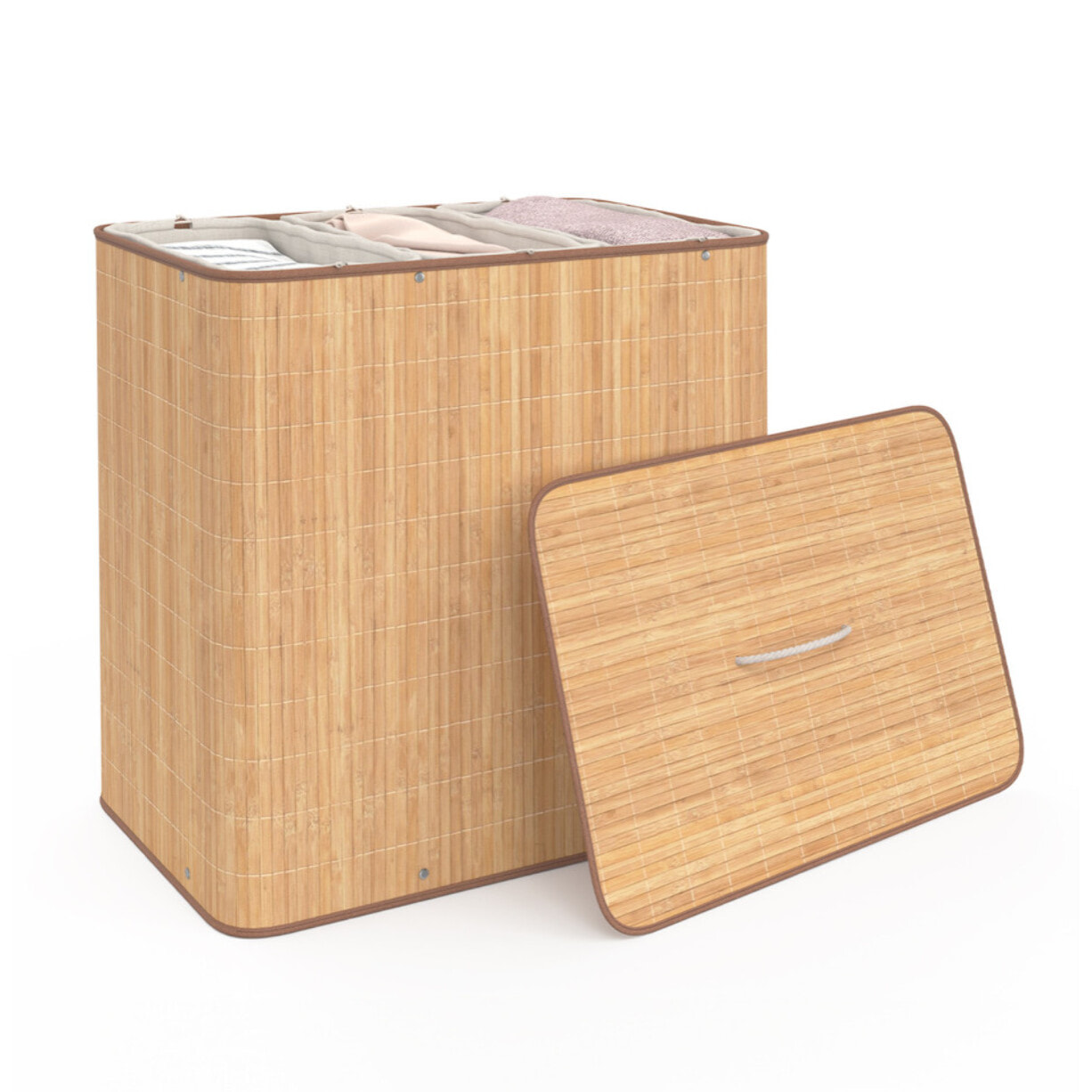 Panier à linge Maya 3 compartiments en bambou