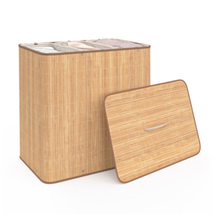 Panier à linge Maya 3 compartiments en bambou