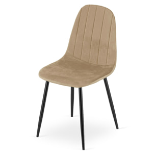 Sedia Padva in velluto marrone con gambe in metallo nero