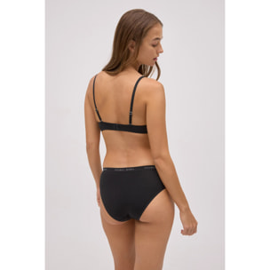 Confezione da 2 slip midi basico in cotone nero e grigio