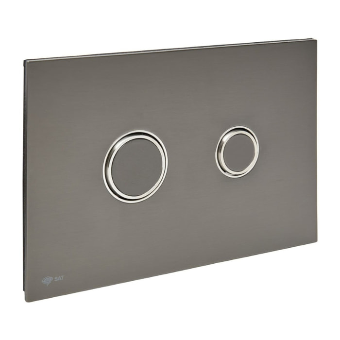Plaque de commande double touche en acier inoxydable, traitement PVD, gun metal mat (SATATBGM)