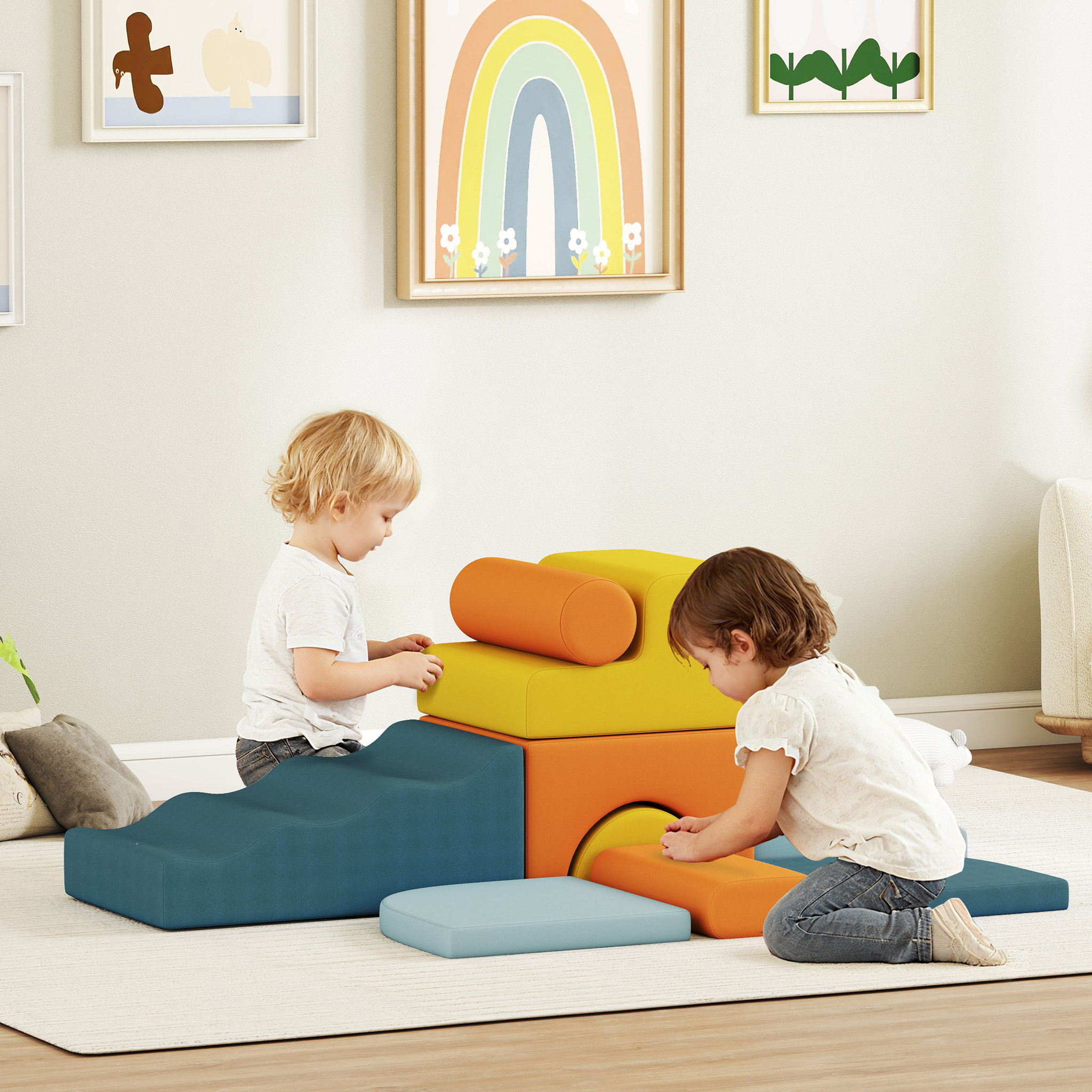 Parcours motricité bébé 9 pièces en mousse tissu déhoussable