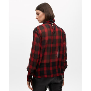 Camicia con Fiocco Stampa Animalier e Tartan