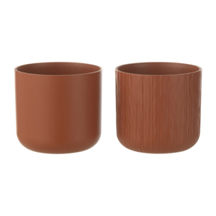 J-Line cache-pot Gen - céramique - brun - small - 2 pièces - Ø 13.5 cm