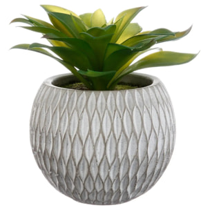 Plante grasse artificielle - pot en ciment - H17 cm