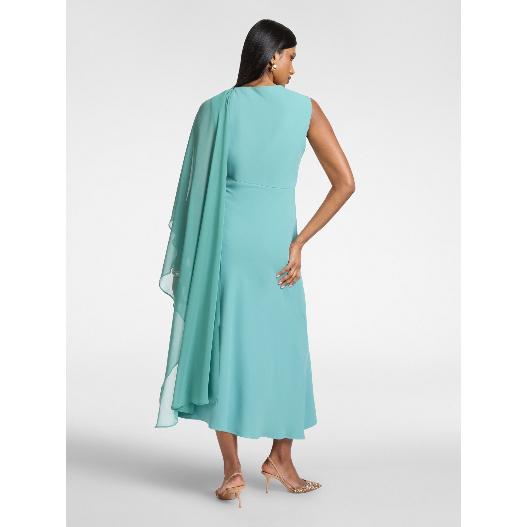 Elena Mirò - Vestido con capa - Green Water