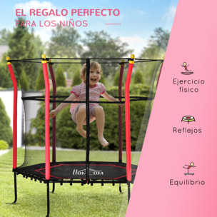 Cama Elástica Infantil de Jardín Trampolín para Niños de +3 Años con Superficie de Salto Ø120 cm Red de Seguridad Acero para Interior Exterior Ø160x163,5 cm Negro y Rojo