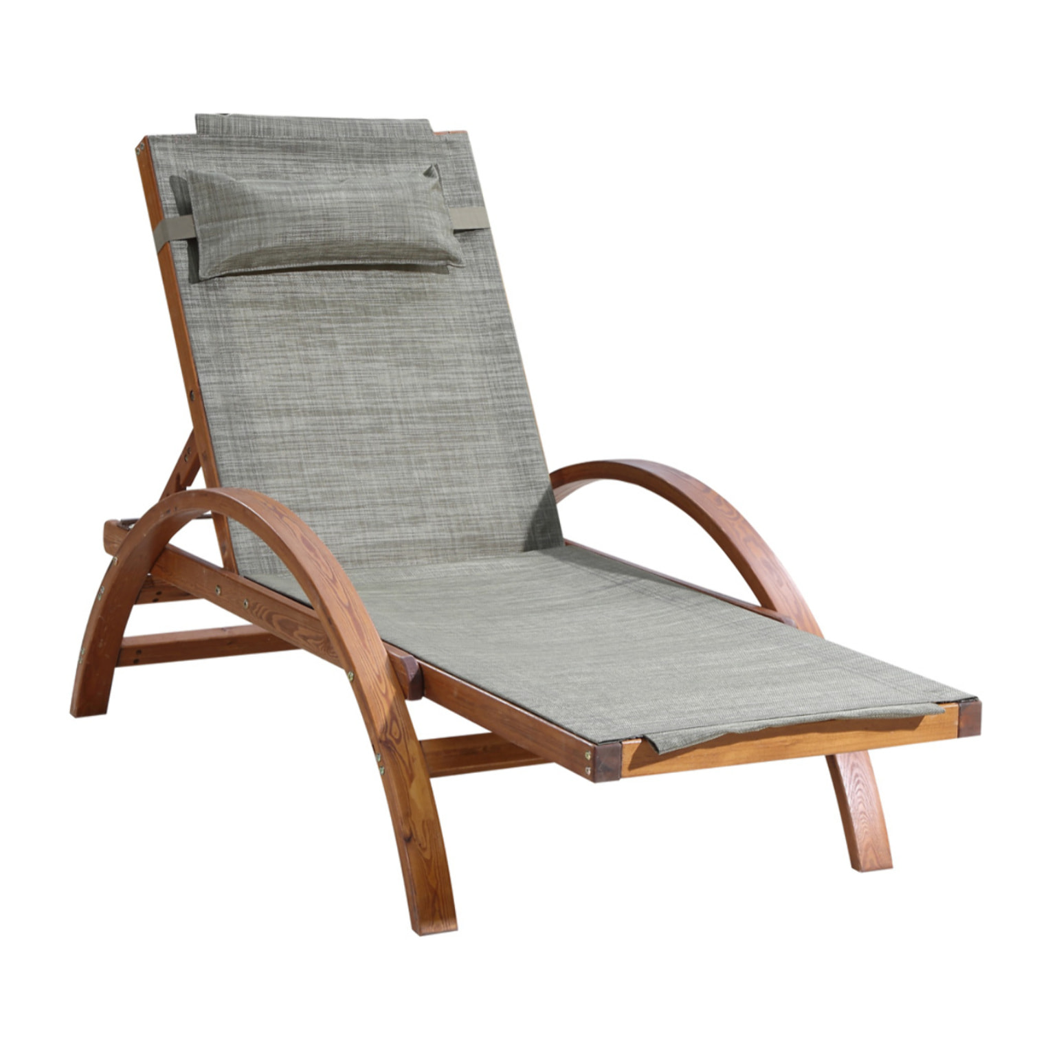 Transat en bois et toile PVC gris olive ACATE