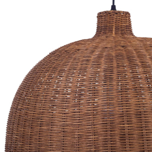FORLIGHT Cortic lampara colgante de rattan natural para bombilla E27