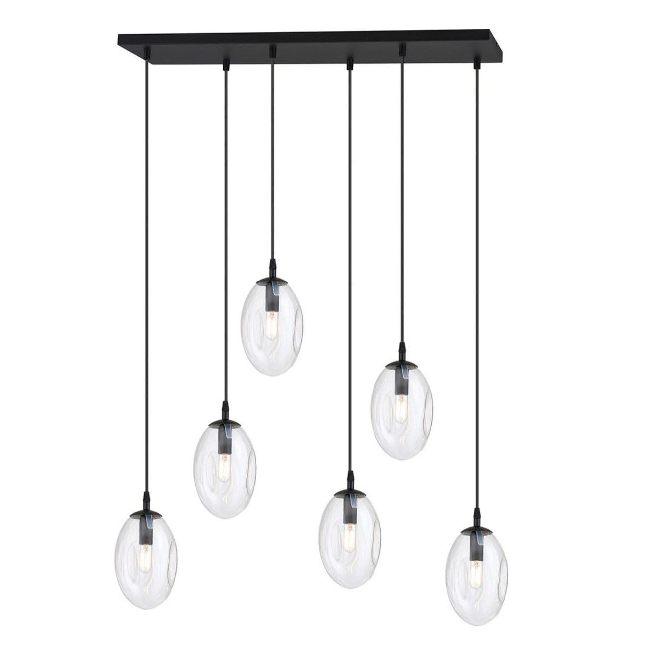 Lampada a sospensione Astral in acciaio nero e vetro