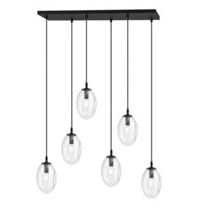 Lampada a sospensione Astral in acciaio nero e vetro