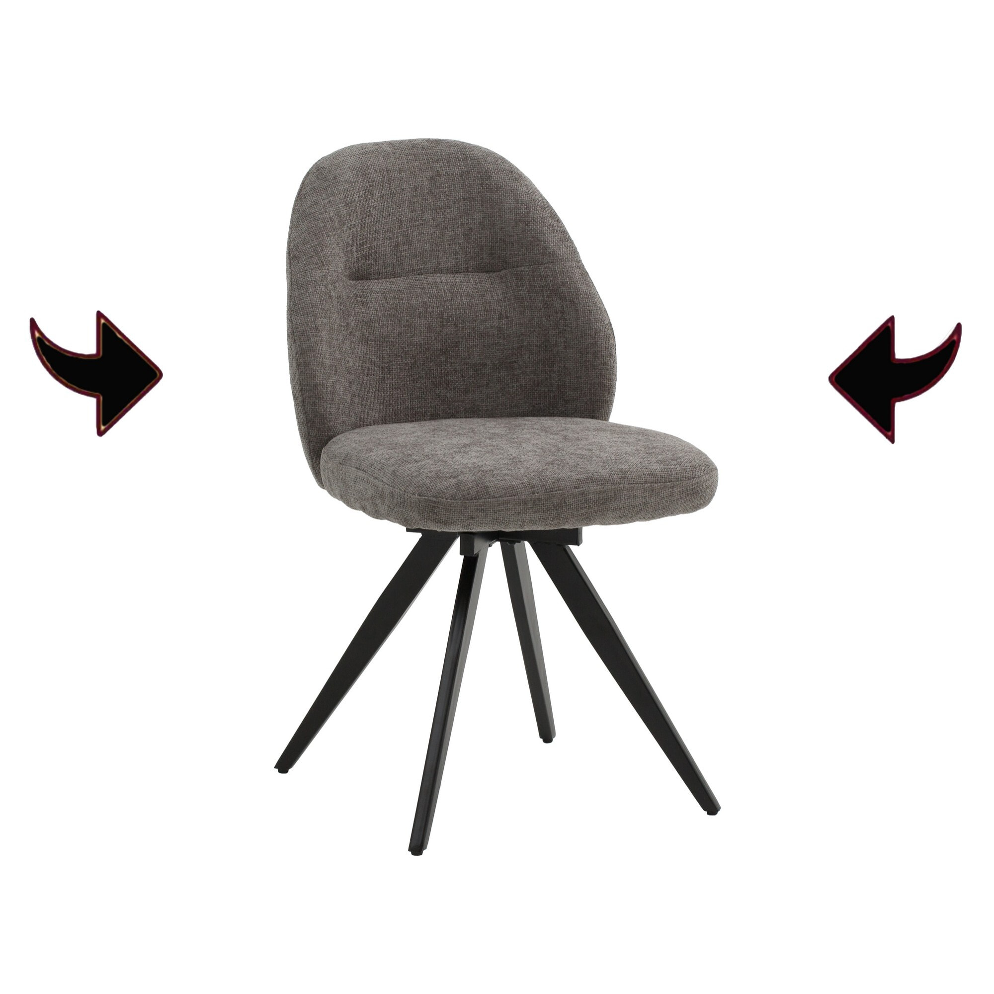 Set di 2 sedie girevoli ZENNENDAL in tessuto grigio e gambe in metallo nero