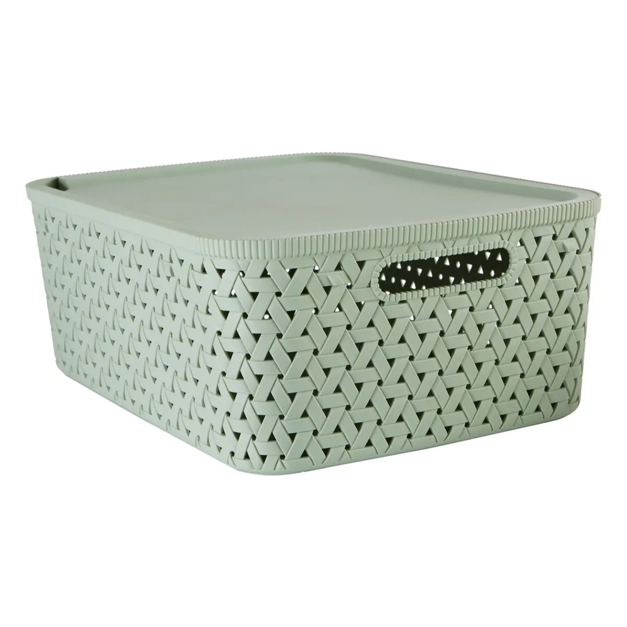 Panier "Tressy" en plastique sauge 15L