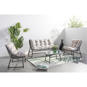 Salon de jardin bas 4 places en résine gris GOLA