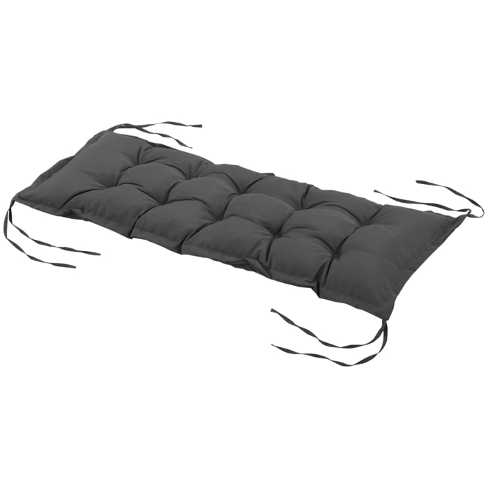 Cojín para Banco de Jardín Acolchado 100x40x10 cm Cojín Rectangular para Interior y Exterior con Relleno Grueso y Cintas de Sujeción Gris Oscuro