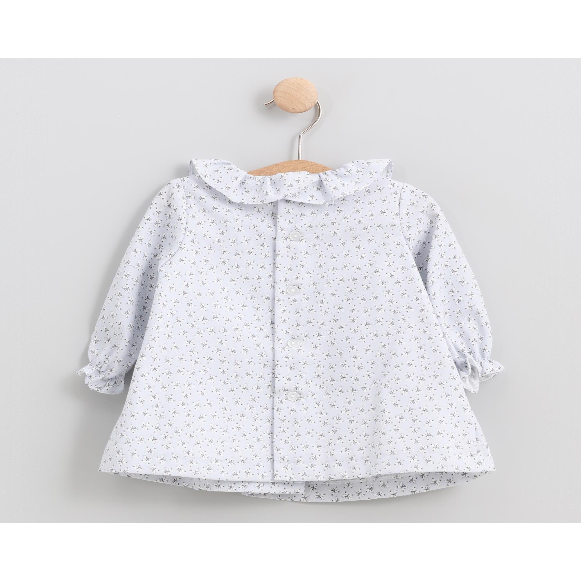 Vestido cuello volante mariposas azul