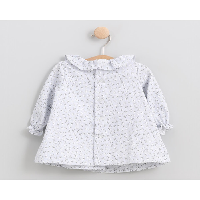 Vestido cuello volante mariposas azul