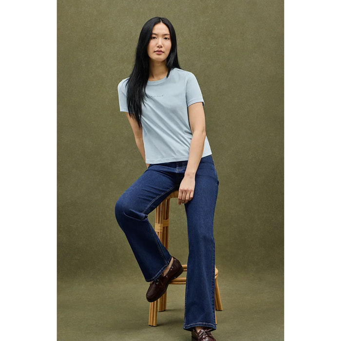 Maglietta azzurro a maniche corte e fit dritto con logo in gomma Polo Club