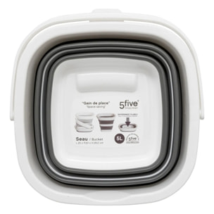 Seau "Retractable" 5L gris et blanc