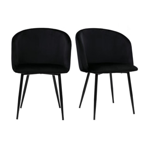 Chaises design noires en tissu velours et métal (lot de 2) VANITY