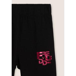 Leggings bambina in cotone con logo metal